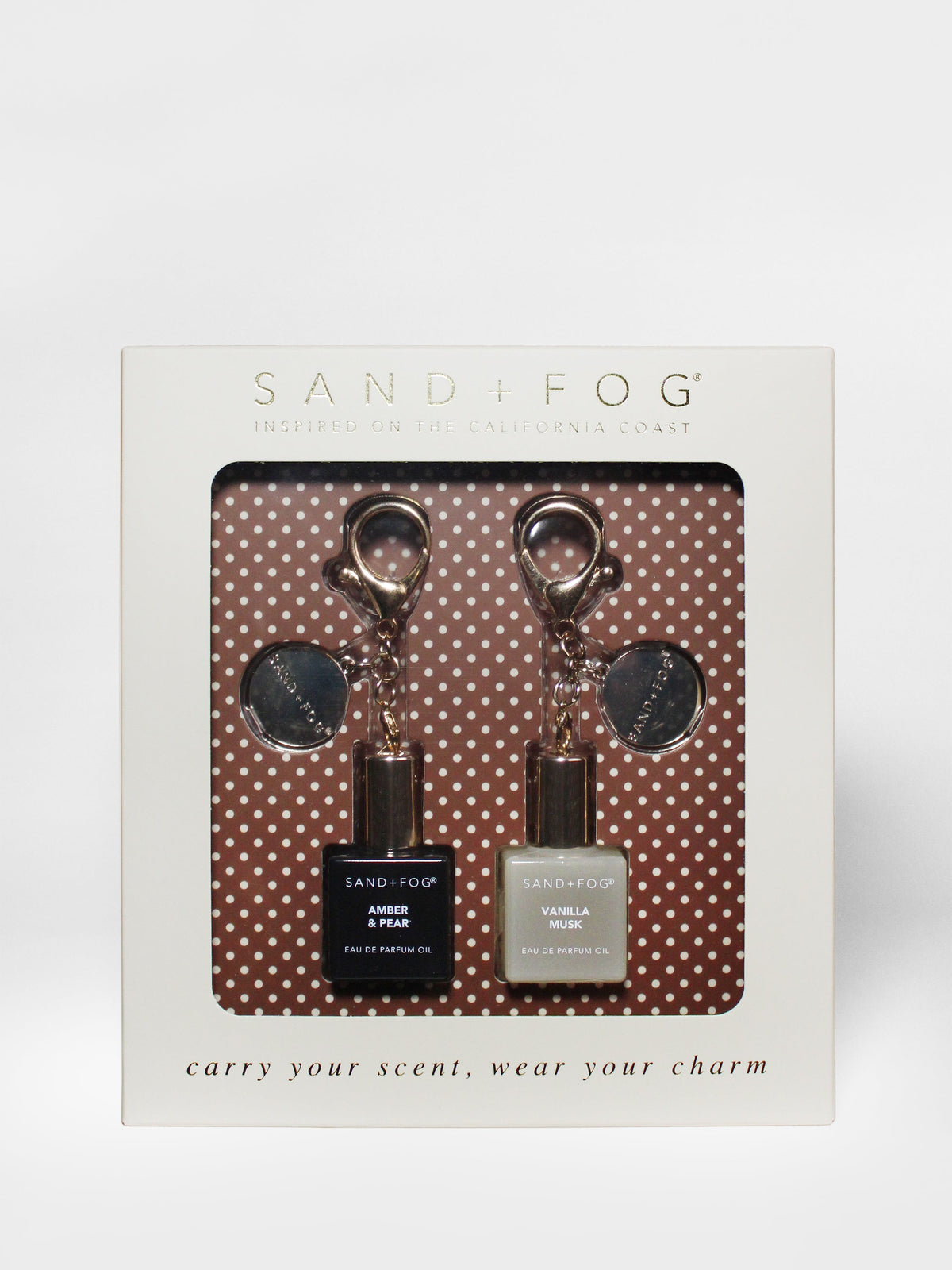 Premium Bag Charm Perfume Oil Rollerball Set - Amber & Pear + Vanilla Musk